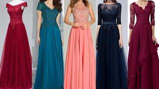 top most beautiful party wear chiffon long Maxi dress with lace appliqu work style/evening gown