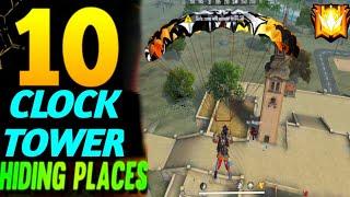 CLOCK TOWER HIDE PLACE IN FREE FIRE ! TOP 10 HIDE PLACE IN BERMUDA ! RANK PUSH TIPS ! Game knowledge