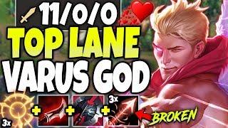 TOP LANE VARUS *GOD* IS TOTALLY BROKEN | Best Varus Season 10 Build - Top LoL Varus s10 Gameplay