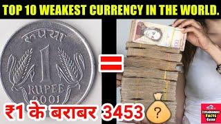 Top 10 Weakest Currency In The World | Top 10 Cheapest Currency In The World in Hindi