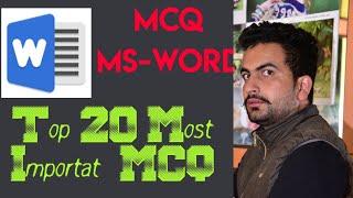 MS-Word Top 20 Most Important MCQ I Part-1