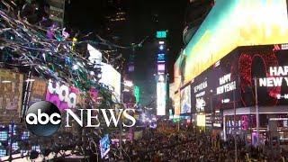 A million people gather in Times Square to celebrate the New Year