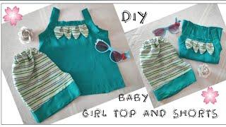 Diy baby girl top and shorts cutting-stitching/6to18 month baby girl top and shorts sewing tutorial