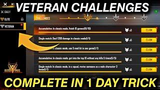 HOW TO COMPLETE APRIL VETERAN CHALLENGES IN 1 DAY || BEST TIPS TO COMPLETE - GARENA FREE FIRE