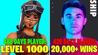 TOP 10 FORTNITE PLAYERS WITH THE MOST TIME PLAYED! (500 DAYS+) / Fortnite Highest Level + Most Wins!