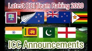 Top 10 team ranking in ODI ICC latest announcement