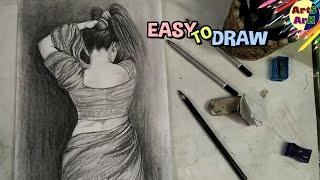 Female figure backside Drawing with pencil shading | Easy Practice drawing