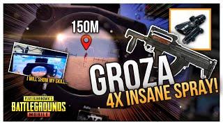 150m Insane 4x Groza  Spray..!  - PUBG MOBILE