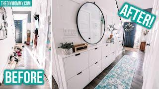 SMALL ENTRYWAY MAKEOVER with Ikea hack for TONS of hallway storage!