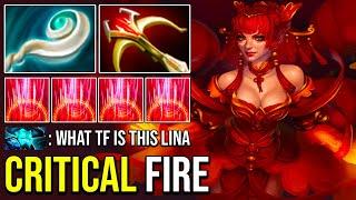 WTF Daedalus Lina Critical Fire Attack 100% Rekt Storm Spirit Mid with Beyond Godlike Streak Dota 2