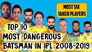 Top 10 dangerous players with most sixes in ipl history 2008 - 2019