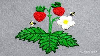 Beautiful Fruit Hand Embroidery Design,Strawberry Embroidery Idea,Strawberry Stitching Class-171