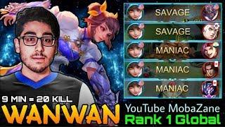2x SAVAGE & 3x MANIAC in a Row!! Wanwan Insane 1 vs 5 - Top 1 Global Wanwan YouTube MobaZane - MLBB