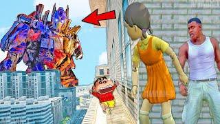 Franklin and Shinchan & Pinchan play HIDE AND KILL with Squid Game Doll In GTA 5