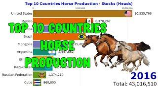 Top 10 Countries Horse Production - Stocks (Head) || World Statistics