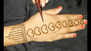 very easy back hand Arabic mehndi design-back hand heart shape easy mehndi- त्यौहार स्पेशल मेहंदी