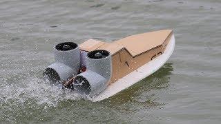 How to make a RC Cardboard Boat - Amazing RC DIY toy - BOAT