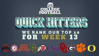 College Football Top 10 Rankings - Week 13 - Alabama drops and Oklahoma moves up