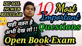 DU-SOL Top10 Most Important Questions for online Open Book Exam | OBE | NCWEB | YSC ACADEMY | 2020