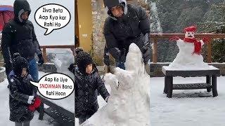 CUTE Ziva Dhoni Making SNOWMAN With Father MS Dhoni in Manali