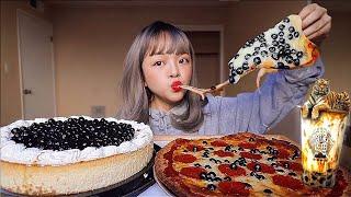 BOBA CHEESECAKE + PIZZA, Tiger Sugar MilkTea Mukbang Party~ 