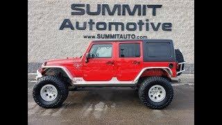 2015 LIFTED JEEP WRANGLER RUBICON 4 DOOR FIRECRACKER RED WALK AROUND REVIEW 10525 www.SUMMITAUTO.com