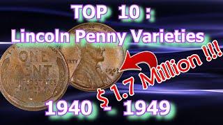 Top 10 1940's Lincoln Penny Varieties Worth Money