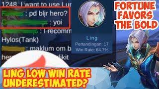 Ling Low Win Rate With Only Few Matches! Underestimated? Fortune Favors The Bold - Mobile Legends