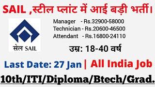 SAIL भर्ती 2020  - 10th/ITI/Diploma/ SAIL Steel Plant Vacancy 2020 / SAIL Recruitment 2020 /Govt Job