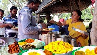 Famous Aunty Roadside UNLIMITED Non Veg Meals @60rs || Best Indian Street Food || F3 Entertainments