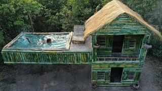 Build The Technologically Modern Bamboo Swimming Pool On House In Forest