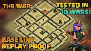 Town Hall 9 Best War Base Layout | TESTED IN 10 WARS | Base Link + Replay Proof