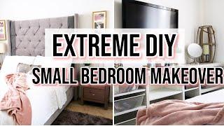 Extreme Small Rental Bedroom Makeover + DIY Queen Bed - Pt 1