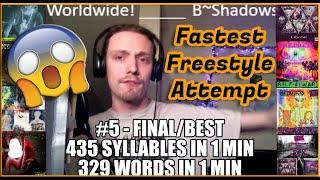 Rapper Attempts Fastest Freestyle In One Minute! (435 Syllables)