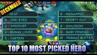 TOP 10 MOST PICKED HEROES FOR DECEMBER 2019 IN MOBILE LEGENDS