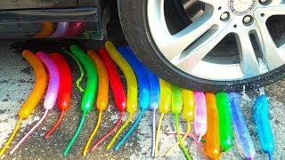 Crushing Crunchy & Soft Things by Car! - EXPERIMENT: WORM BALLOONS vs CAR vs FOOD