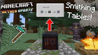 SMITHING TABLE USE! HOES - Minecraft Nether Update Snapshot 20w10a