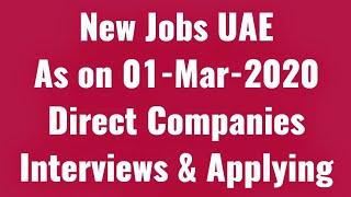 Dubai Jobs 2020 online apply as on 01-March-2020