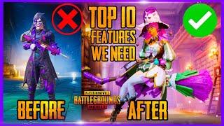 TOP 10 FEATURES WE NEED IN PUBG MOBILE ( PUBG VS GAME FOR PEACE )