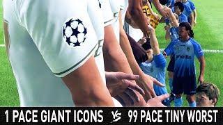 1 Pace Giant Icons VS 99 Pace Tiny Worst Team - FIFA 20 Experiment