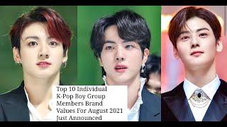 top 10 individual kpop boy group member brand values for august 2021/ Just announced