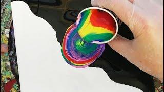 Fluid Art | Rainbow Jupiter | Acrylic Ring Pour #58