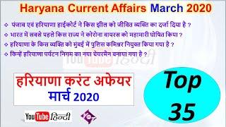 Haryana Current Affairs March 2020