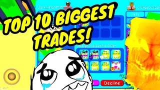 TOP 10 BIGGEST TRADES! BUBBLE GUM SIMULATOR!