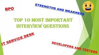 Top Interview question and answers| Job Interview | IT SERVICE DESK | BPO | HCL | INFOSYS | FRESHERS
