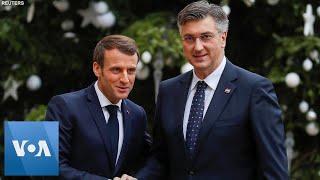 France President Macron and Croatia Prime Minister Plenkovic Meet in Paris