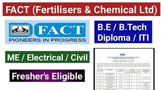 Fact Recruitment 2020 || B.E / B.Tech New Vacancy | Diploma Vacancy