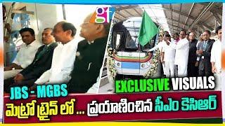 KCR Telangana Chief Minister Traveled in JBS to MGBS Metro Train | Exclusive visuals | GT TV