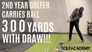 BIG DRIVER VIDEO-300 YARD DRAW CARRY WITH NOVICE PLAYER-WOW!