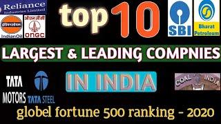 top 10 largest & leading company in india- 2020 #fortune500indiacompany#companyinindia